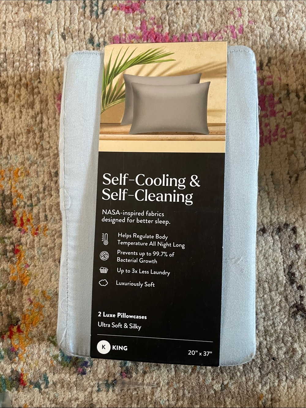 Self-Cooling & Self-Cleaning King Pillowcases - Light Blue
